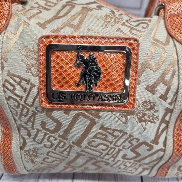 US Polo Assn Horse Medallion All Over Logo Graphics Large Handbag Purse - Picture 2 of 8